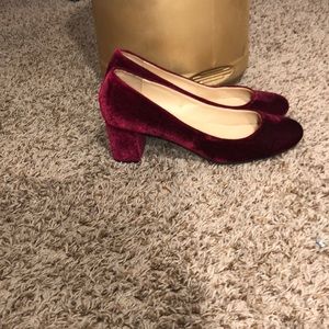 Velvet heels.